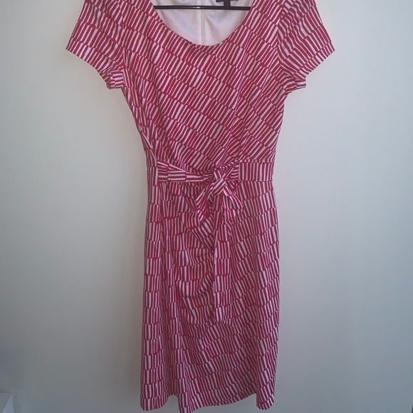 NYDJ Veronica Geo Stripe Wrap Dress Pink Size 2 - Picture 3 of 7